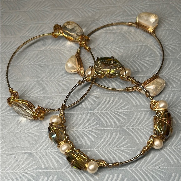 Elegant Gold and Silver Wire Wrapped Bracelets - Picture 2 of 15